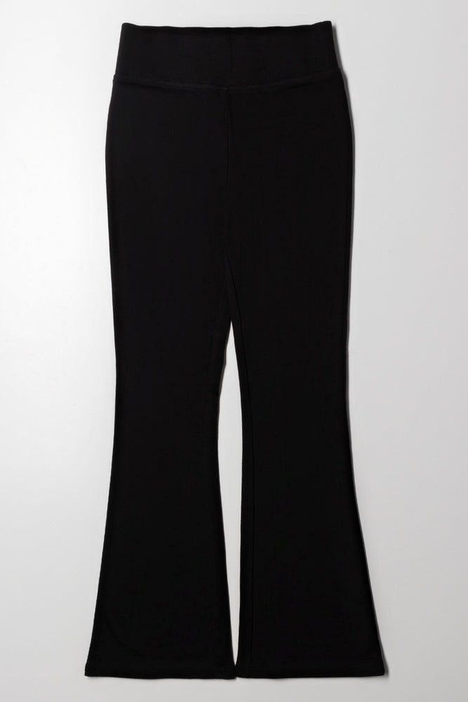 Rib Waist Flare Legging Black