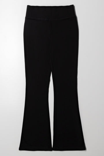 Rib Waist Flare Legging Black