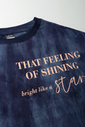 That Feeling Of Shining Oversized T-Shirt Navy (1)