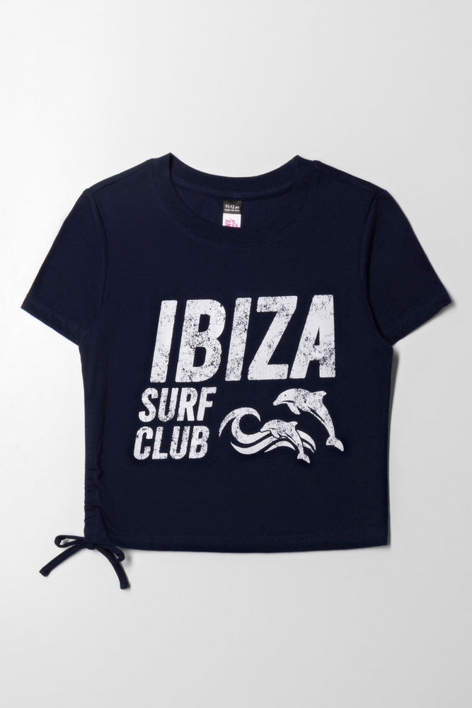 Side Tie T-Shirt Navy