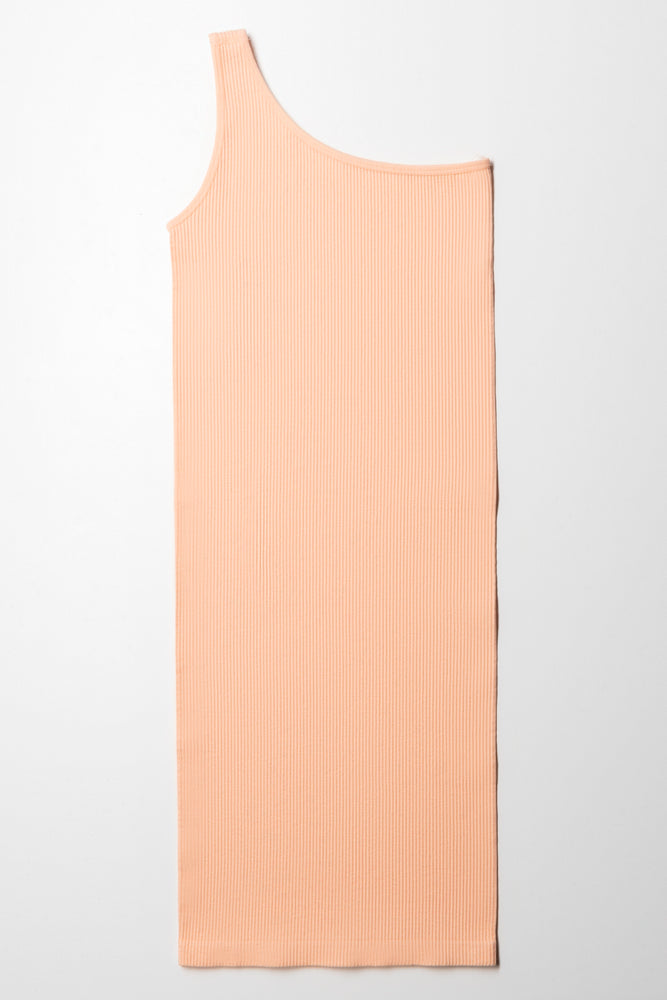 Seamless One Shoulder Dress Peach