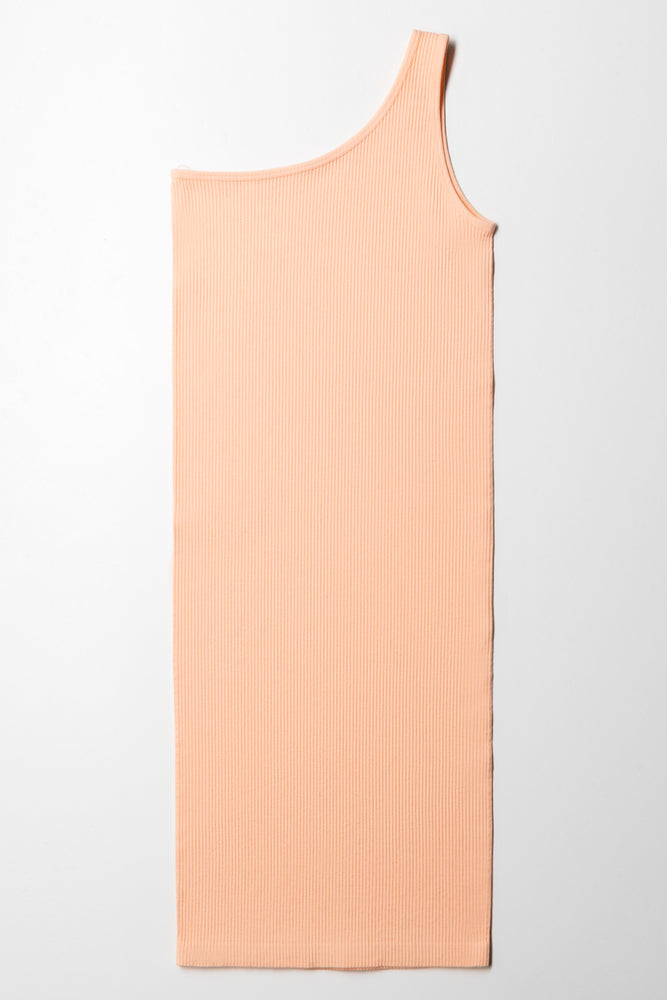 Seamless One Shoulder Dress Peach (2)