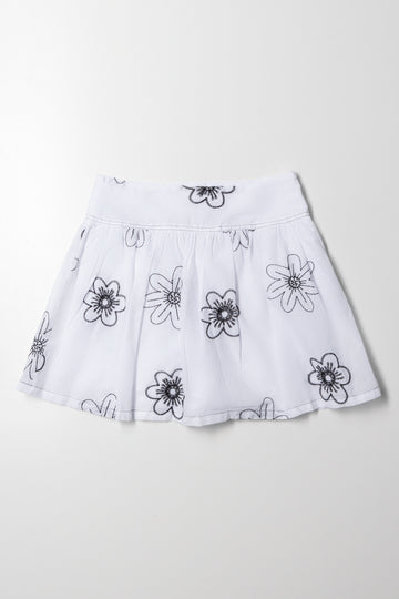 Embroidered Skort White