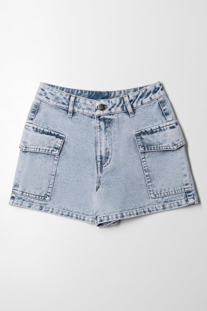 Denim Short With Pockets Blue