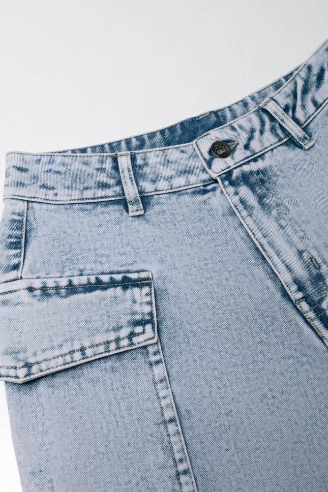 Denim Short With Pockets Blue