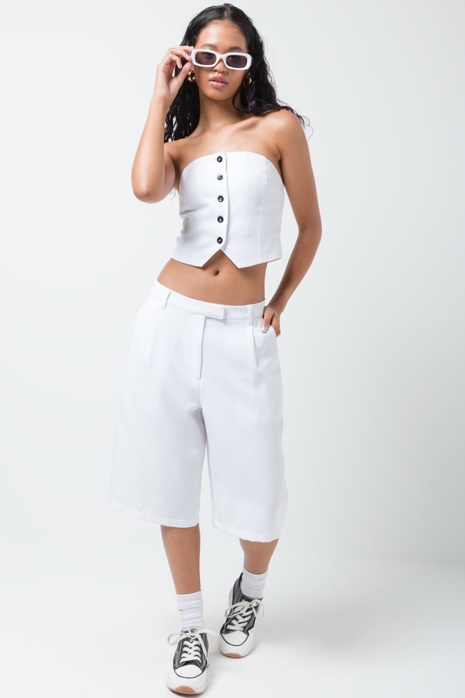 Wide Leg Short Pants White