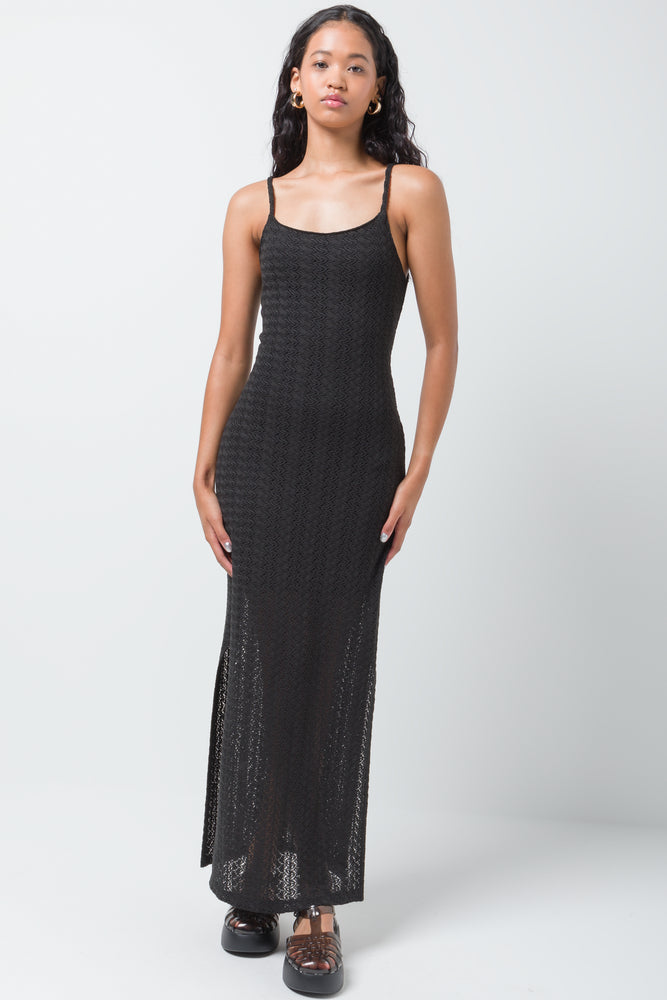 Crochet Textured Dress Black