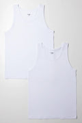 2 Pack Sleeveless Vests White