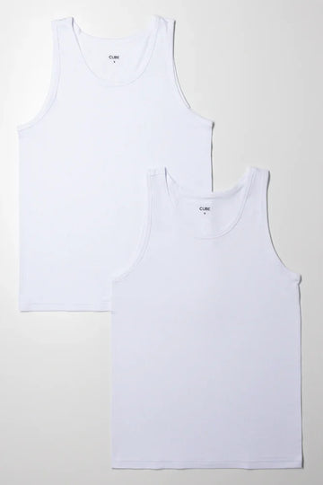 2 Pack Sleeveless Vests White