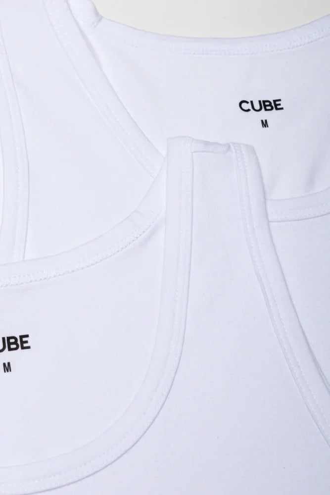 2 Pack Sleeveless Vests White (1)