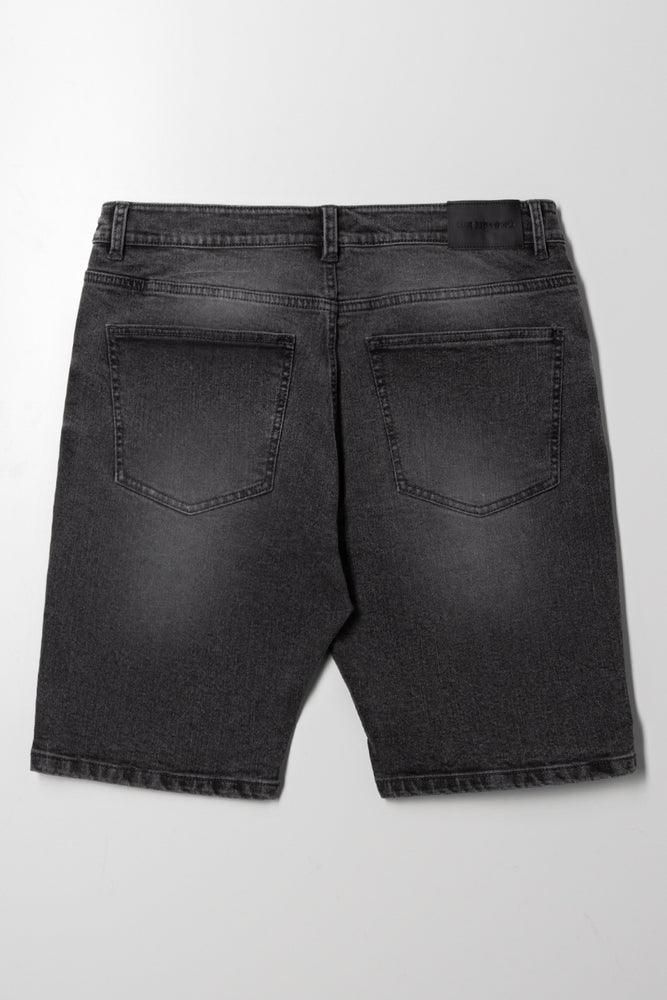 Ripped Denim Short With Drawstring Black (4)