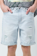 Ripped Drawstring Short Grey (1)