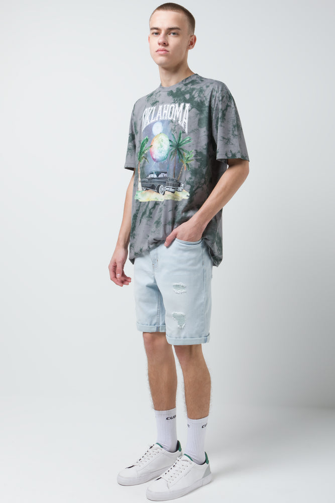 Ripped Drawstring Short Grey (2)