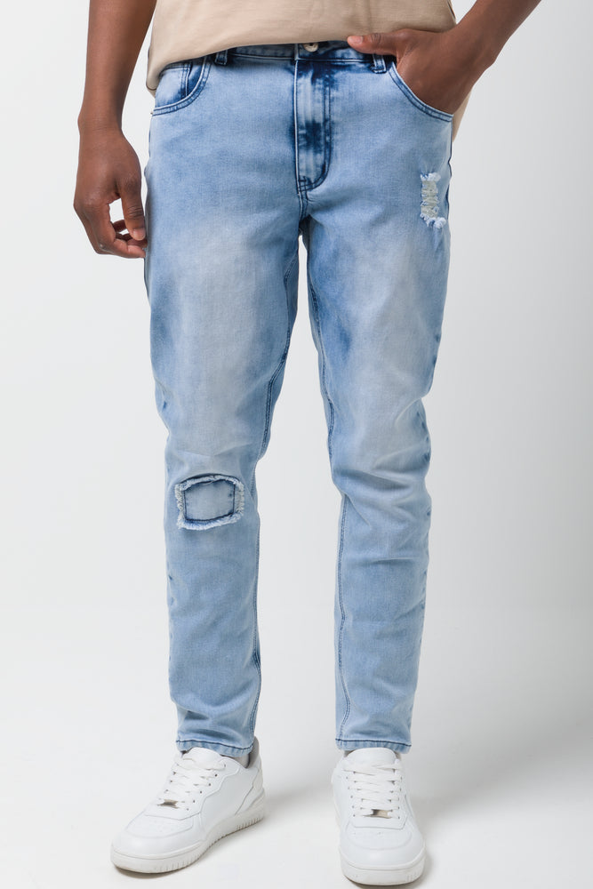 Ripped Skinny Denim Jeans Light Blue