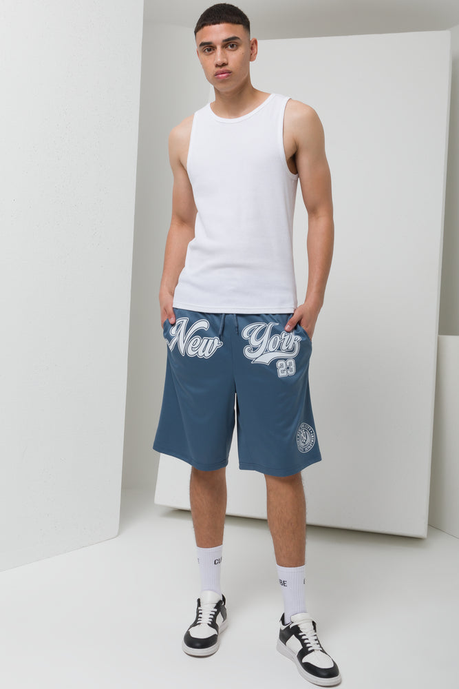 New York Basketball Short Blue