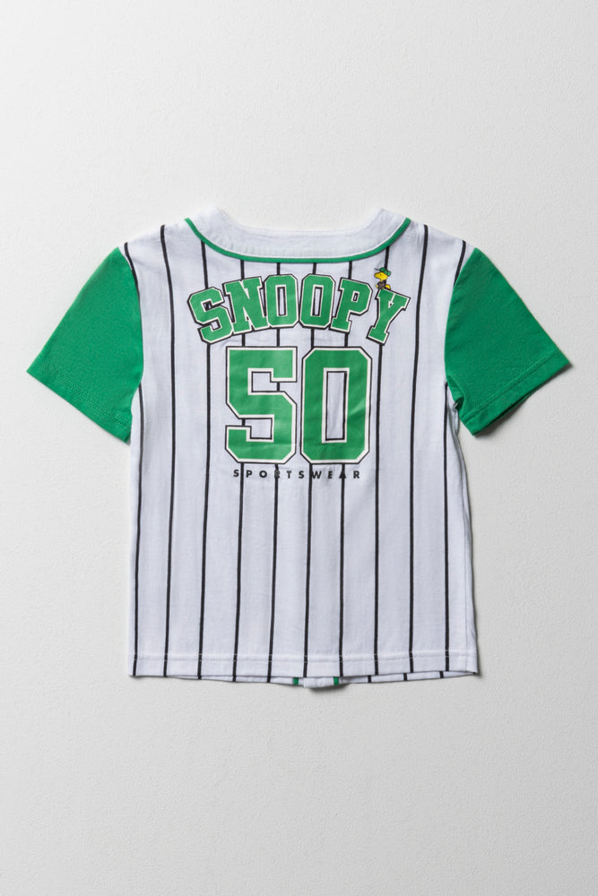 Snoopy Baseball T-Shirt White And Green (2)