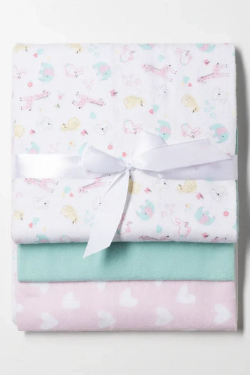 3 Pack Receiver Blanket Wild Animals  Pink