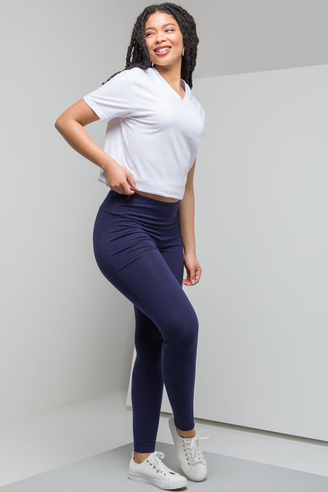 Wide Waist Leggings Navy (2)