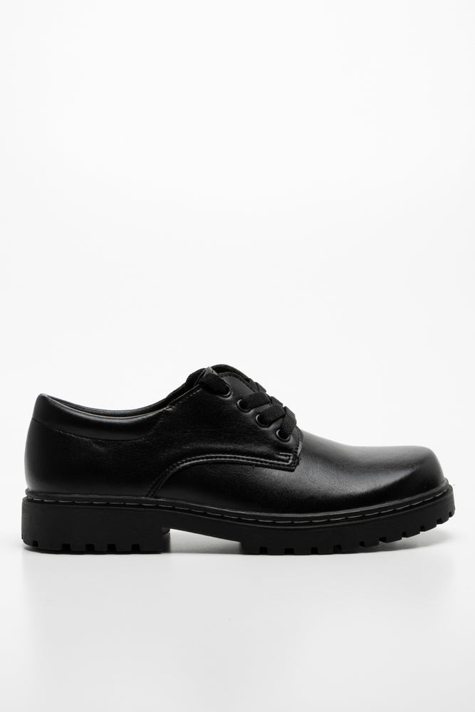 Rugged Leather Boys Shoes Black (1)