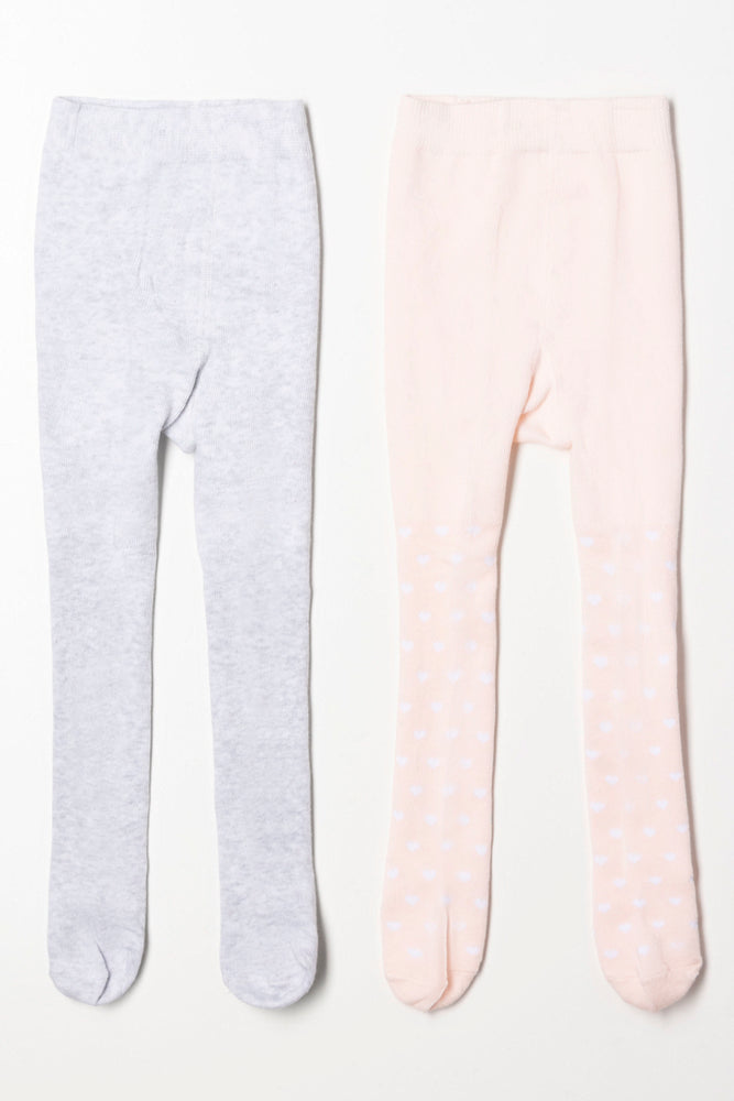 2 Pack Tights Pink and Grey