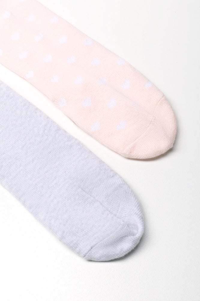 2 Pack Tights Pink and Grey