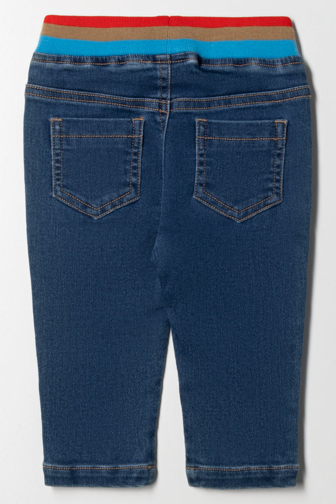 Rib Waist Denim Jeans Blue (2)