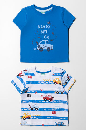 2 Pack Transport T-Shirts Blue And White