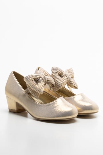 Pleated Bow Heel Gold