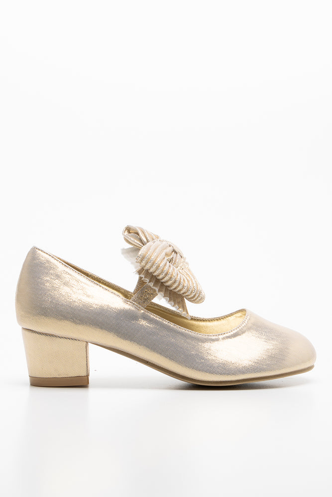 Pleated Bow Heel Gold (1)