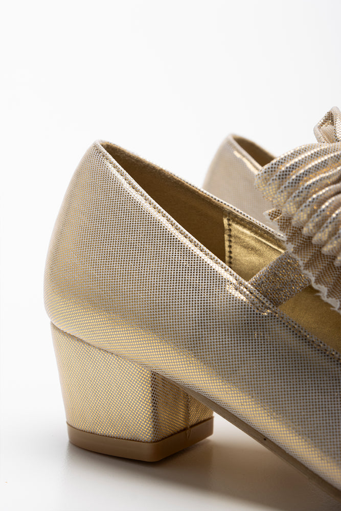 Pleated Bow Heel Gold (3)