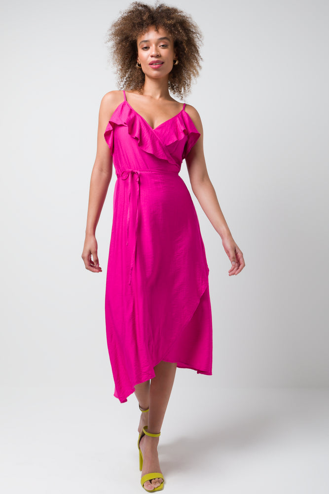 Strappy Wrap Dress Pink