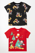 Mickey Mouse 2 Pack T-Shirts Red And Black