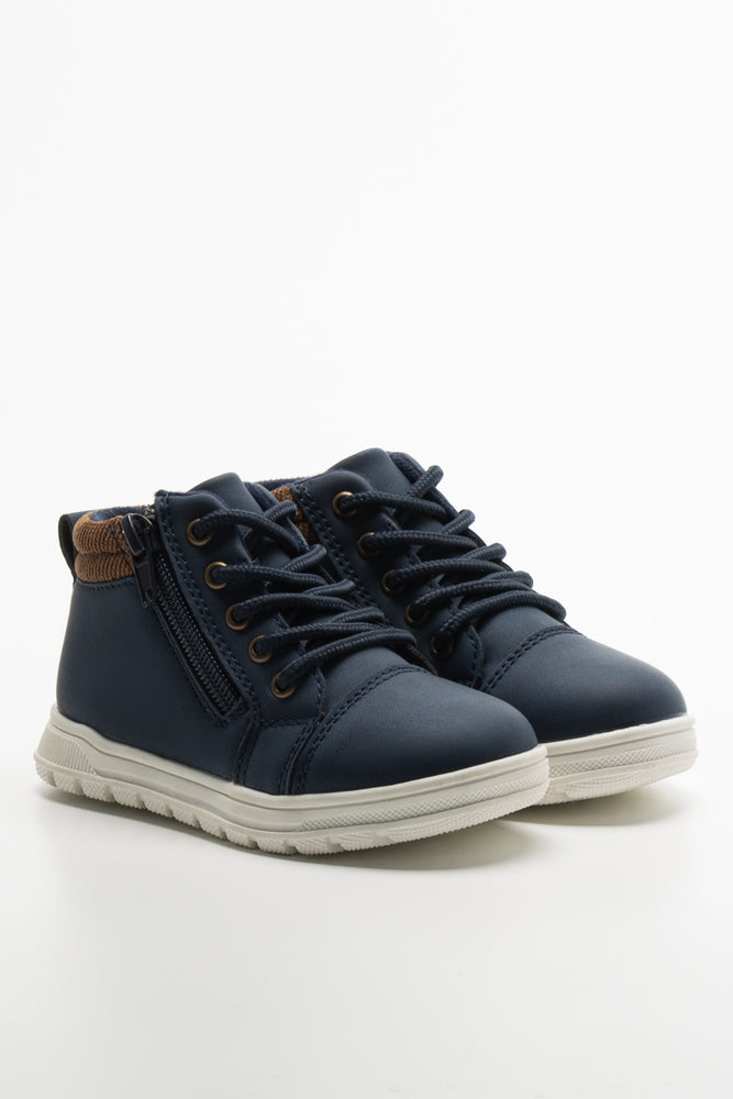 High Top Lace Up Sneaker Navy