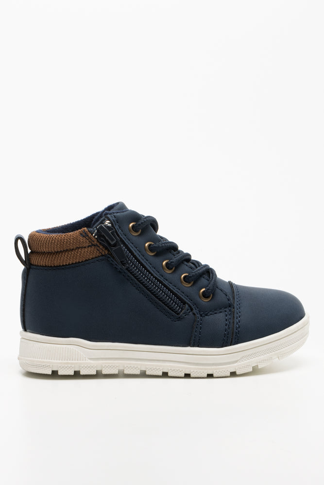 High Top Lace Up Sneaker Navy