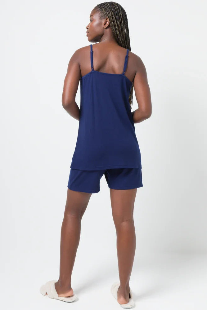 Rib Cami Short Set Navy (2)