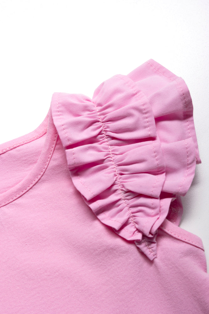 Frill Sleeve Top Pink (1)