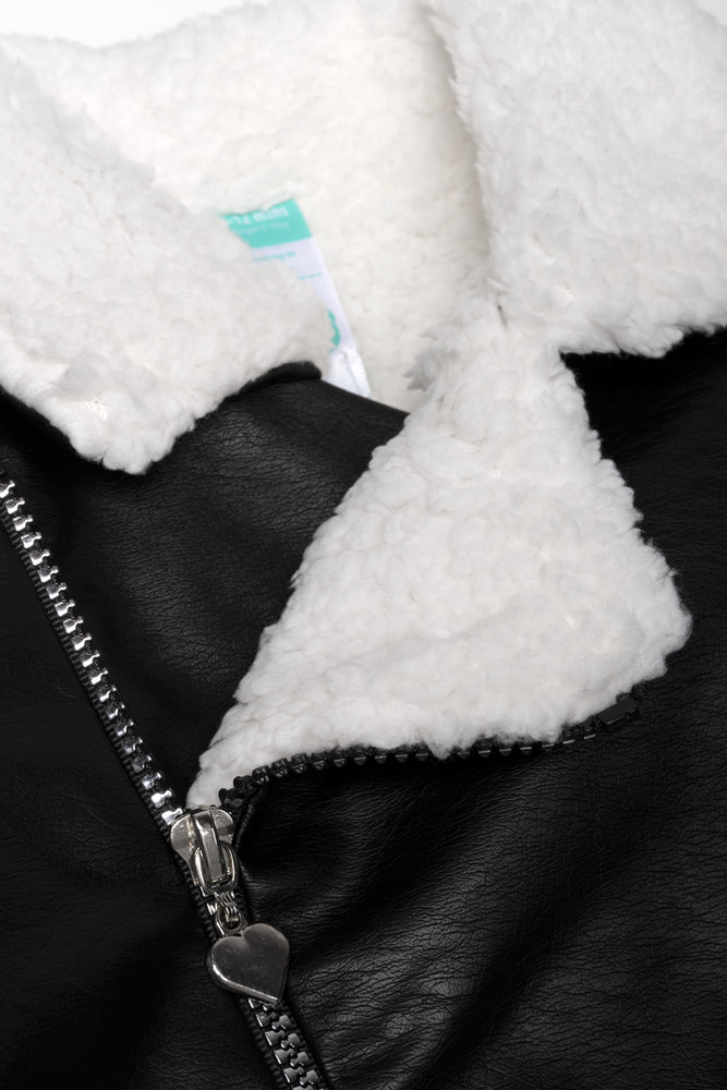 Sherpa Lined Biker Jacket Black (1)
