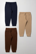 3 Pack Trackpants Navy, Natural And Brown