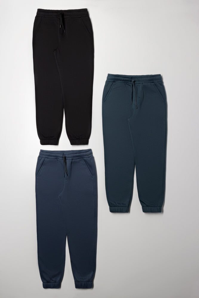 3 Pack Trackpants Blue & Black