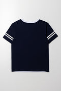 Stripe V-Neck T-Shirt Black And White (2)