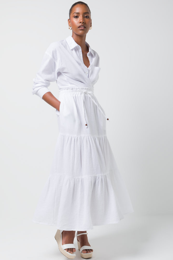 Tiered Maxi Skirt White