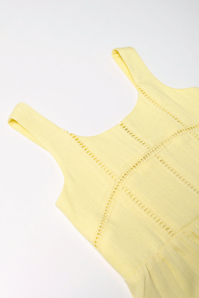 Lace Trim Jumpsuit Yellow