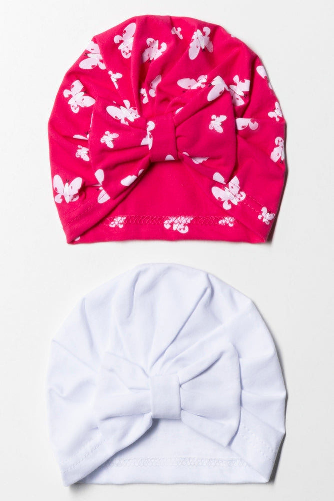 2 Pack Turbans White And Pink