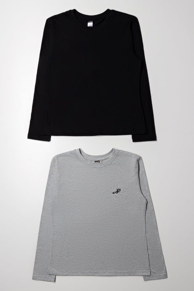 2 Pack Long Sleeve T-Shirts Black And Grey
