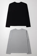 2 Pack Long Sleeve T-Shirts Black And Grey (2)