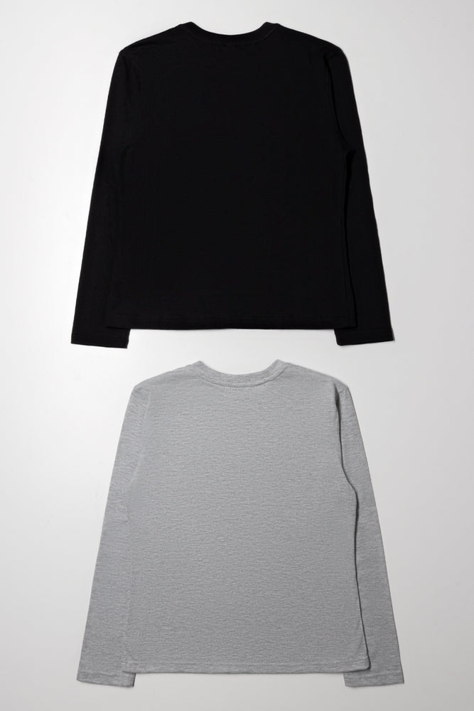 2 Pack Long Sleeve T-Shirts Black And Grey (2)