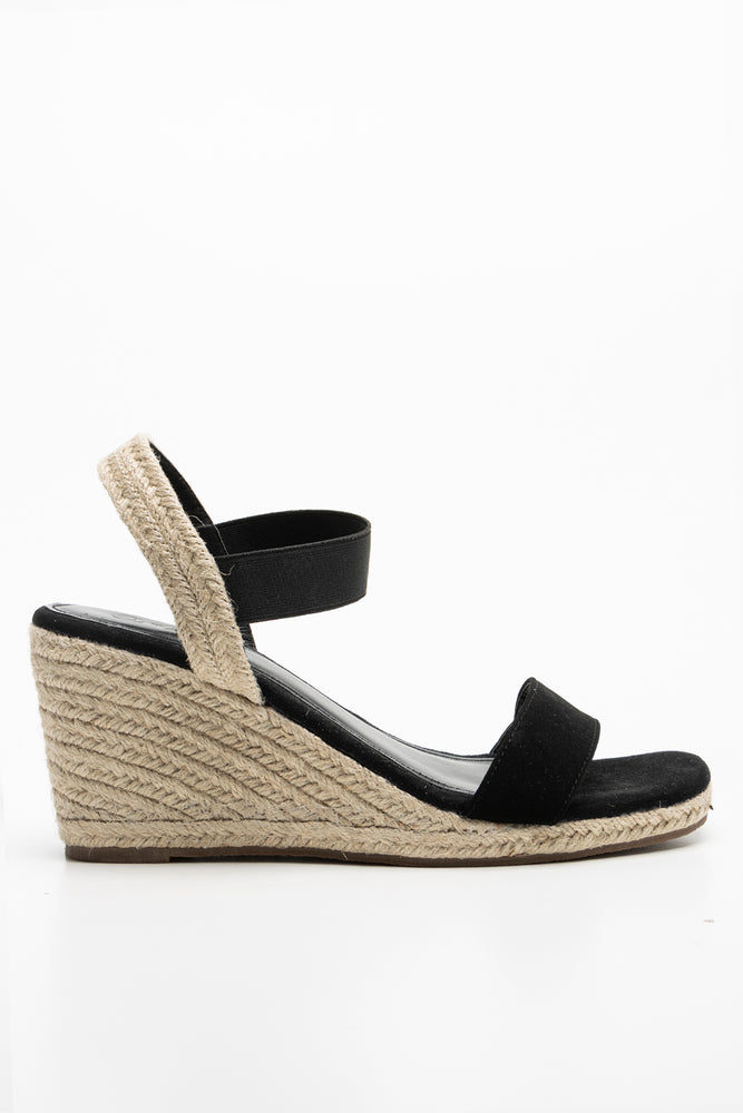 Elastic Espadrille Wedge Black