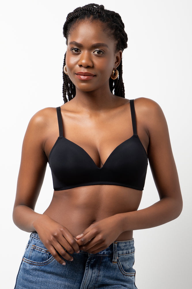 2 Pack Smooth Padded Wirefree Bras Black And Natural
