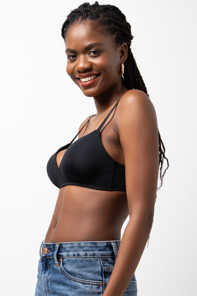 2 Pack Smooth Padded Wirefree Bras Black And Natural (2)
