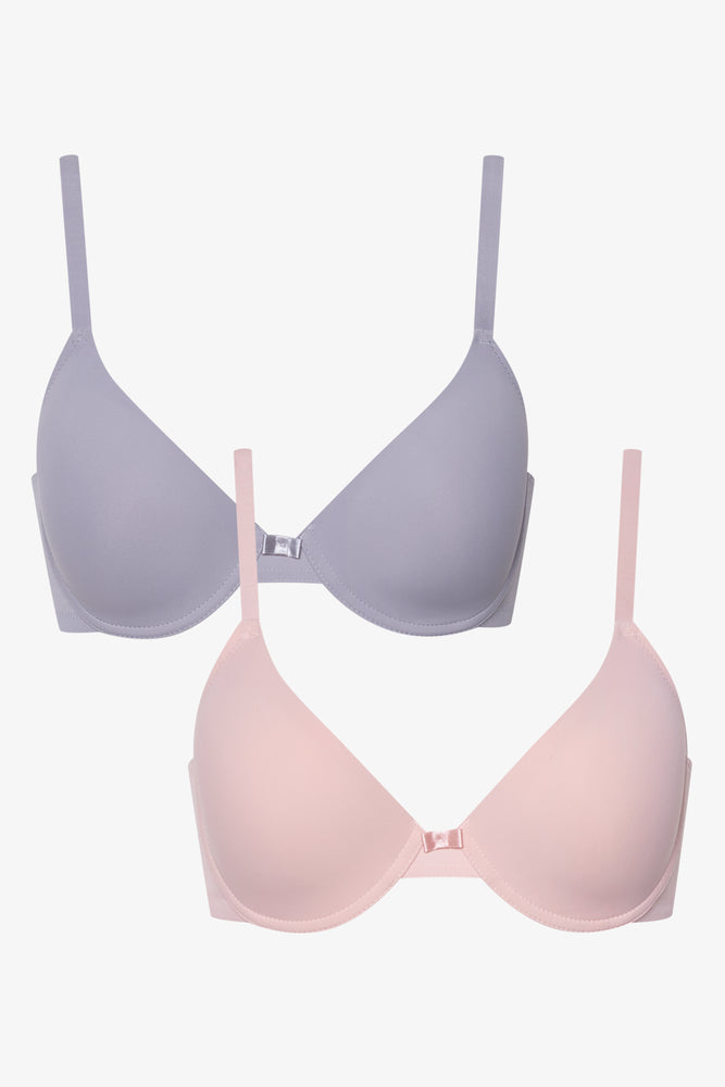 2 Pack Smooth T-Shirt Bra Pink And Grey